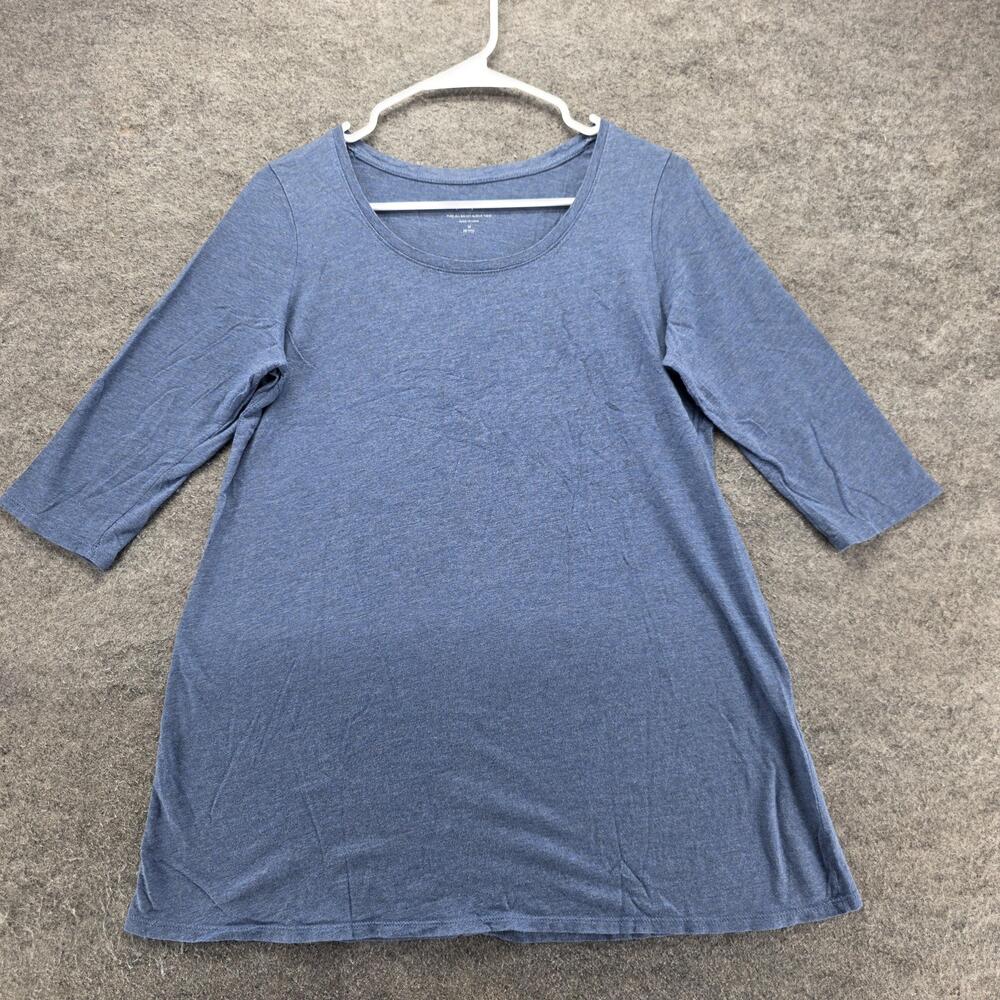 Pure Jill Tunic T-Shirt Womens M Blue Scoop Neck Jersey Relaxed Casual